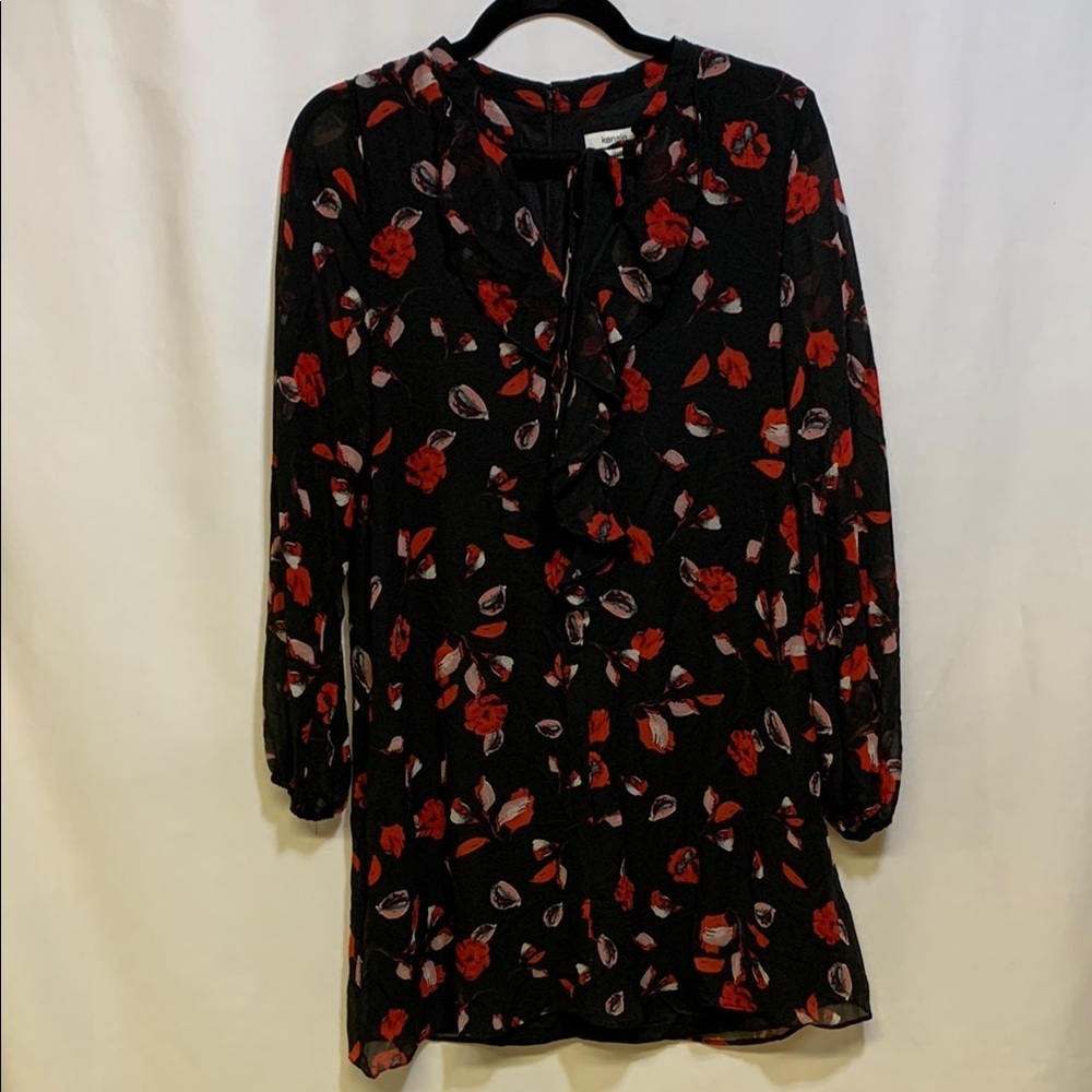 Kensie Black and Red Long Sleeve Dress